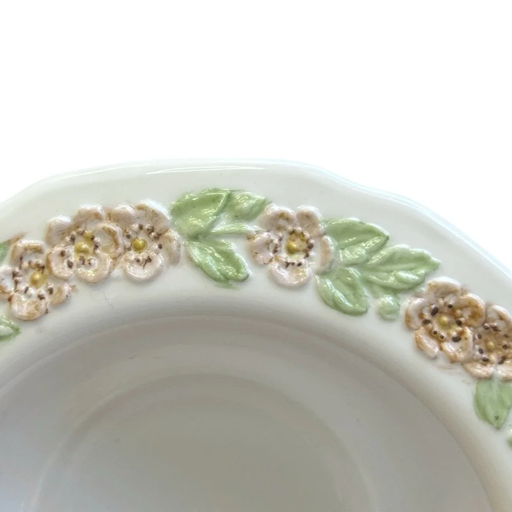 Set of 3 ANCHOR HOCKING Vitrock Milk Glass Pink Floral Painted Berry Bowl 5.5